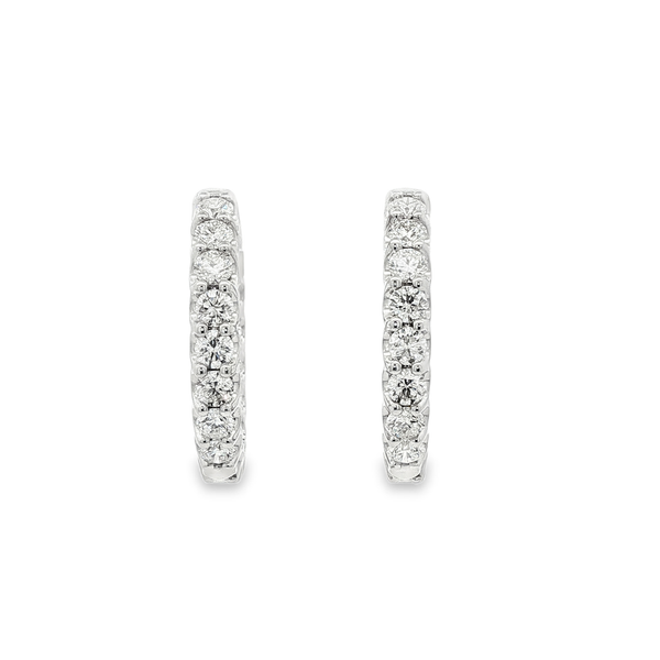 14K White Gold 3.00ctw Round Diamond Inside-Out Locking Hoop Earrings Jo & Co. Jewelers Hardy, VA