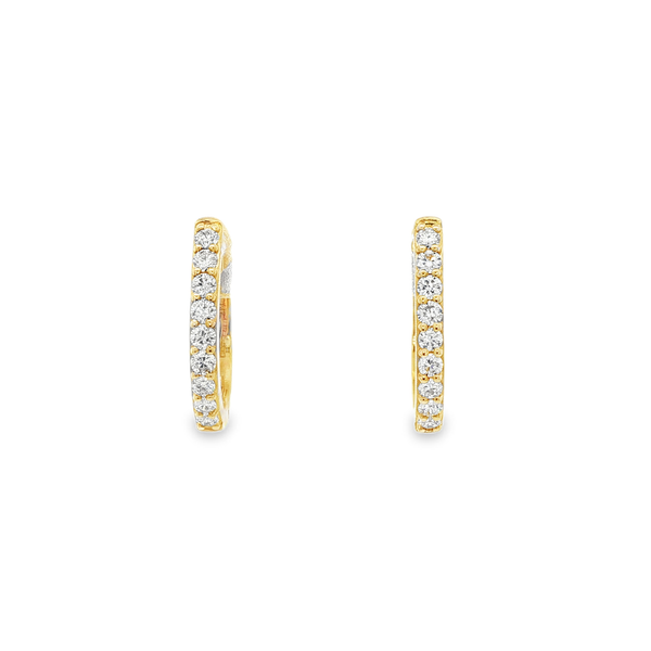 14K Yellow Gold .50ctw Round Diamond Oblong Huggie Hoop Earrings Jo & Co. Jewelers Hardy, VA