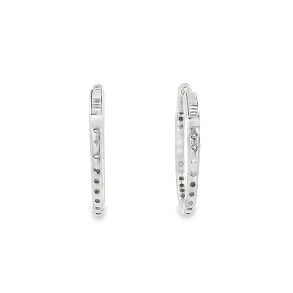 14K White Gold 1.15ctw Round Diamond Inside-Out Oval Hoop Earrings Image 3 Jo & Co. Jewelers Hardy, VA
