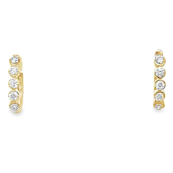 14K Yellow Gold Round Diamond Oval Hoop Earrings Jo & Co. Jewelers Hardy, VA