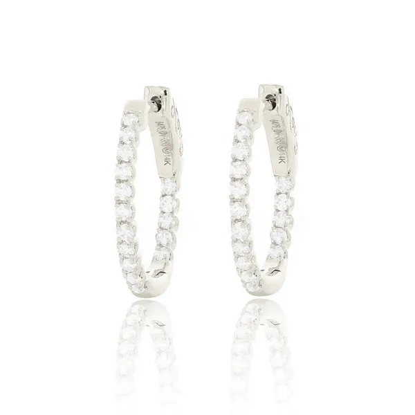 14K White Gold Round Diamond Oval Inside-Out Hoop Earrings Jo & Co. Jewelers Hardy, VA