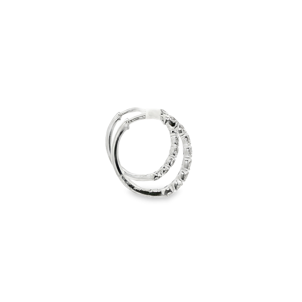 14K White Gold .53ctw Round Diamond Polished Hoop Earrings Image 2 Jo & Co. Jewelers Hardy, VA