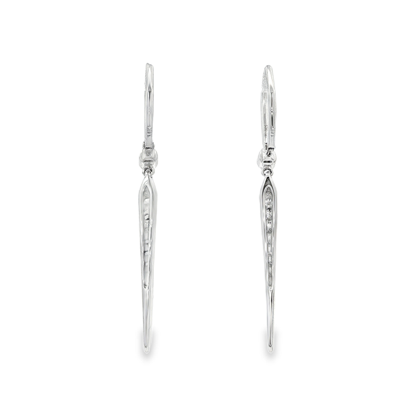 14K White Gold Graduated Diamond Tapered Bar Drop Earrings .34ctw Image 3 Jo & Co. Jewelers Hardy, VA