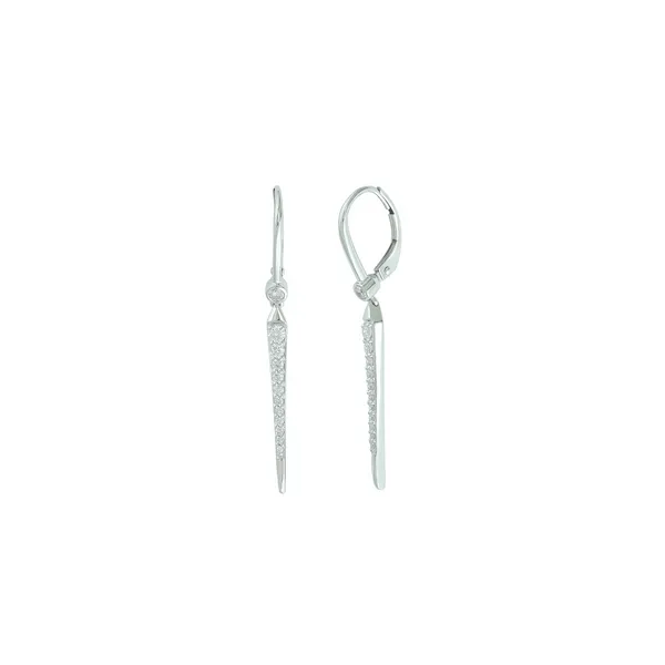 14K White Gold Graduated Round Diamond Tapered Bar Drop Earrings Jo & Co. Jewelers Hardy, VA