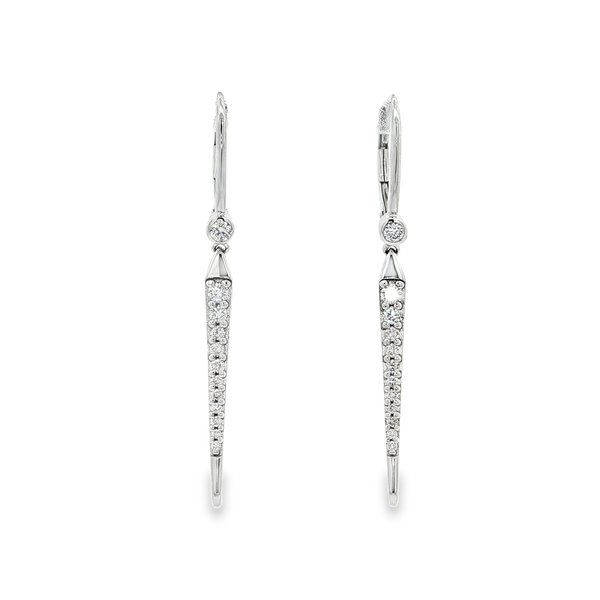14K White Gold Graduated Diamond Tapered Bar Drop Earrings .34ctw Jo & Co. Jewelers Hardy, VA