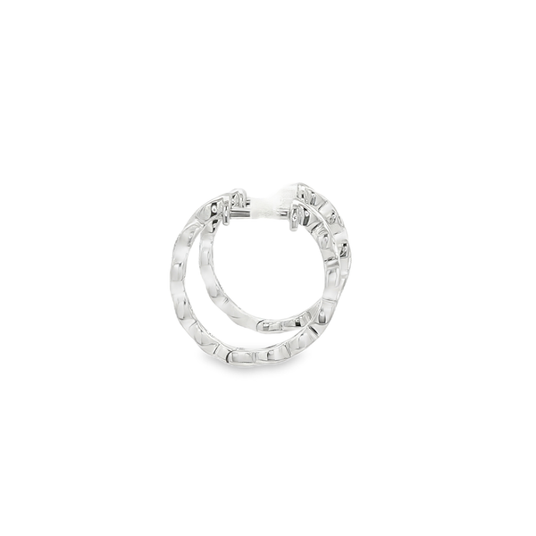 14K White Gold .09ctw Round Diamond Twisted Hoop Earrings Image 2 Jo & Co. Jewelers Hardy, VA