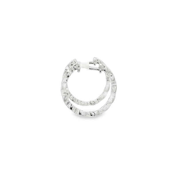 14K White Gold .09ctw Round Diamond Twisted Hoop Earrings Image 4 Jo & Co. Jewelers Hardy, VA
