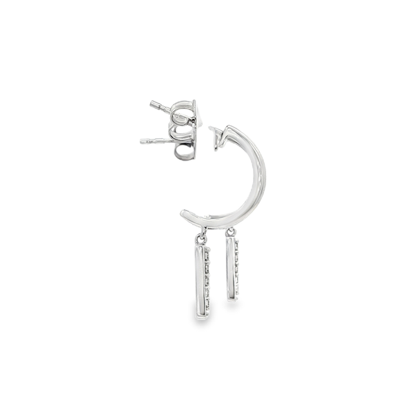 14K White Gold Diamond Spike Dangle Half-Hoop Earrings Image 2 Jo & Co. Jewelers Hardy, VA