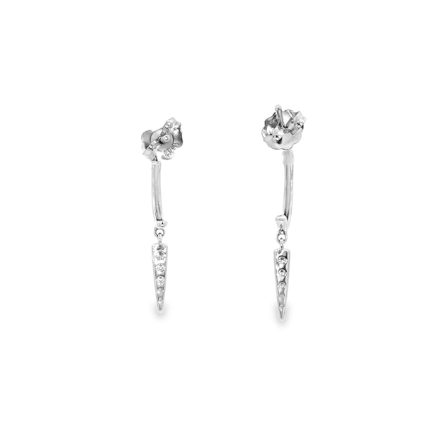 14K White Gold Diamond Spike Dangle Half-Hoop Earrings Image 3 Jo & Co. Jewelers Hardy, VA