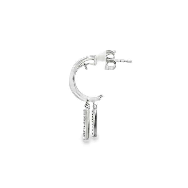 14K White Gold Diamond Spike Dangle Half-Hoop Earrings Image 4 Jo & Co. Jewelers Hardy, VA