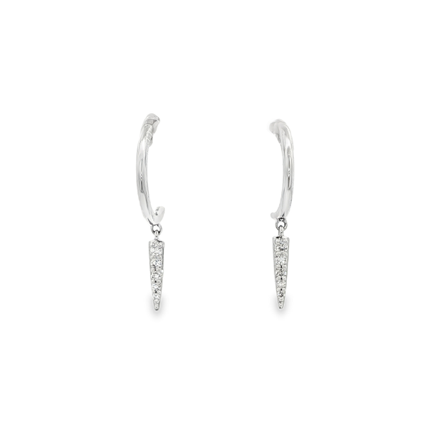 14K White Gold Diamond Spike Dangle Half-Hoop Earrings Jo & Co. Jewelers Hardy, VA