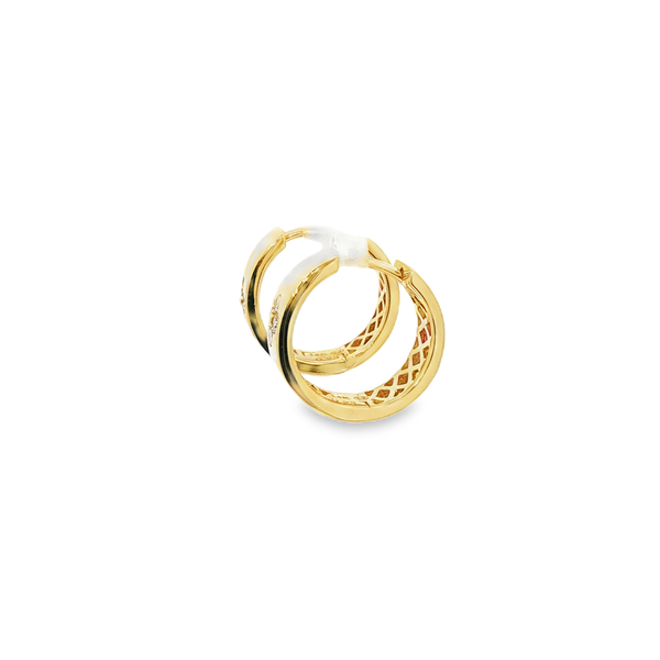 14K Yellow Gold 0.23ctw Diamond Clover Flat Hoop Earrings Image 4 Jo & Co. Jewelers Hardy, VA