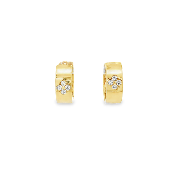 14K Yellow Gold 0.23ctw Diamond Clover Flat Hoop Earrings Jo & Co. Jewelers Hardy, VA