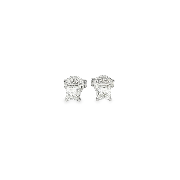 14K White Gold .66ctw Princess-Cut Diamond Stud Earrings Jo & Co. Jewelers Hardy, VA