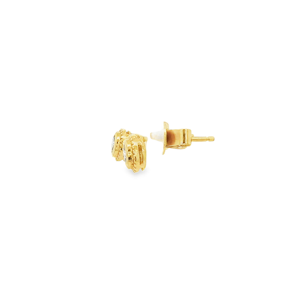 14K Yellow Gold Bezel-Set Diamond Milgrain Stud Earrings (.36ctw) Image 4 Jo & Co. Jewelers Hardy, VA