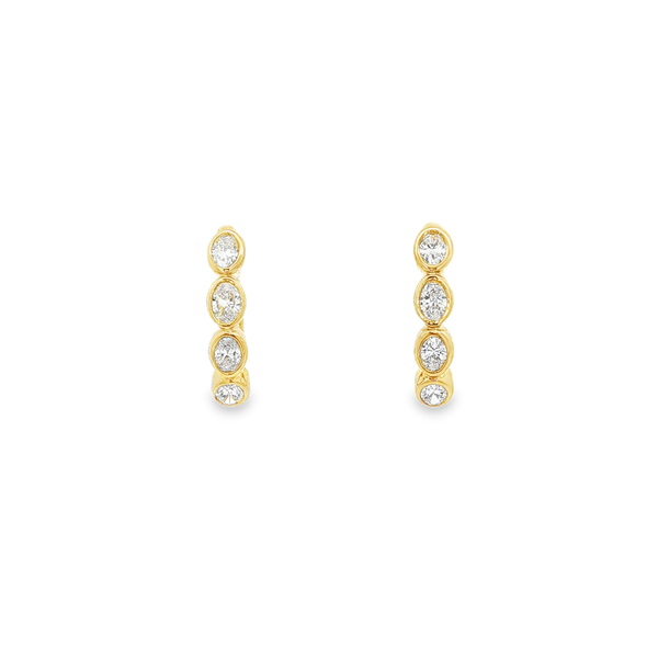 14K Yellow Gold .65ctw Bezel-Set Oval Diamond Oblong Hoop Earrings Jo & Co. Jewelers Hardy, VA