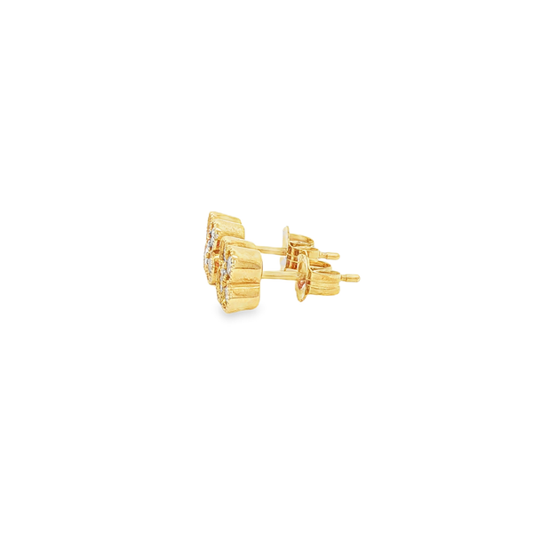14K Yellow Gold .50ctw Diamond Clover Cluster Stud Earrings Image 4 Jo & Co. Jewelers Hardy, VA