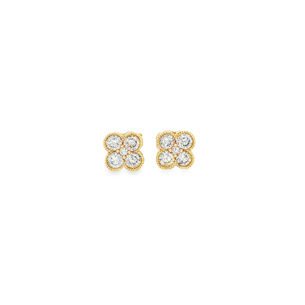 14K Yellow Gold .50ctw Diamond Clover Cluster Stud Earrings Jo & Co. Jewelers Hardy, VA