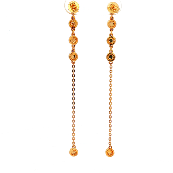 14K Yellow Gold Diamond Cluster Chain & Button Dangle Earrings Image 3 Jo & Co. Jewelers Hardy, VA