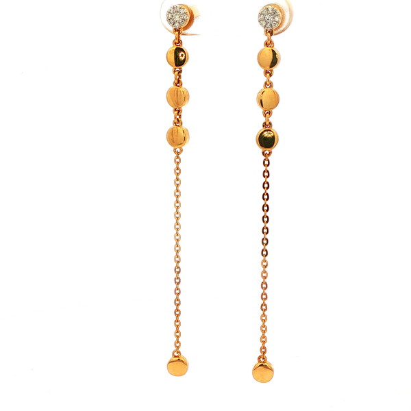 14K Yellow Gold Diamond Cluster Chain & Button Dangle Earrings Image 4 Jo & Co. Jewelers Hardy, VA