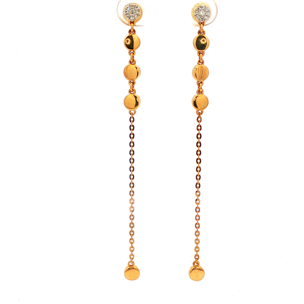 14K Yellow Gold Diamond Cluster Chain & Button Dangle Earrings Jo & Co. Jewelers Hardy, VA