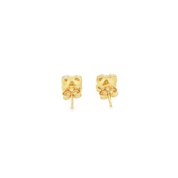10K Yellow Gold Black & White Diamond Floral Stud Earrings Image 3 Jo & Co. Jewelers Hardy, VA