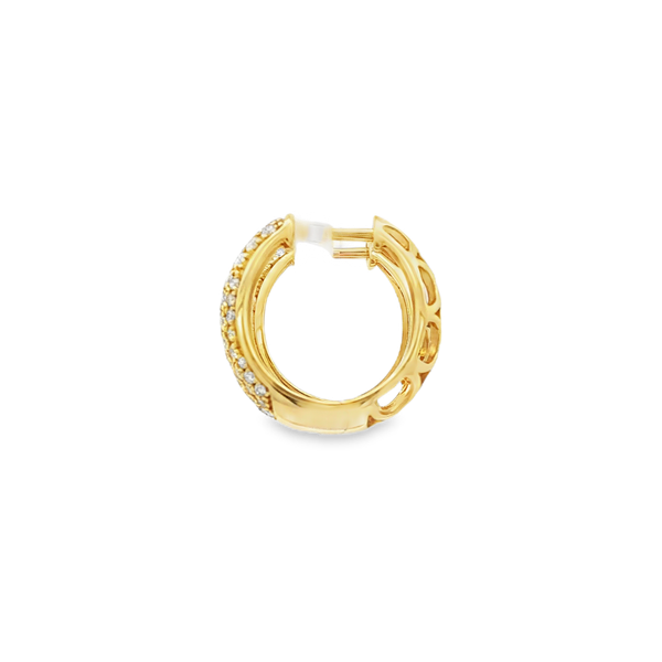 14K Yellow Gold .75ctw Pavé Round Diamond Tapered Hoop Earrings Image 4 Jo & Co. Jewelers Hardy, VA