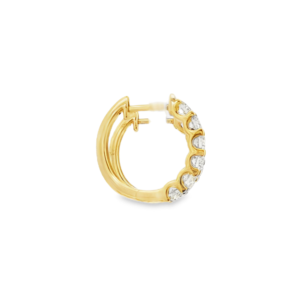 14K Yellow Gold 1.00ctw Round Diamond Hinged Hoop Earrings Image 2 Jo & Co. Jewelers Hardy, VA