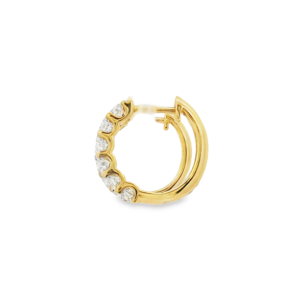 14K Yellow Gold 1.00ctw Round Diamond Hinged Hoop Earrings Image 4 Jo & Co. Jewelers Hardy, VA