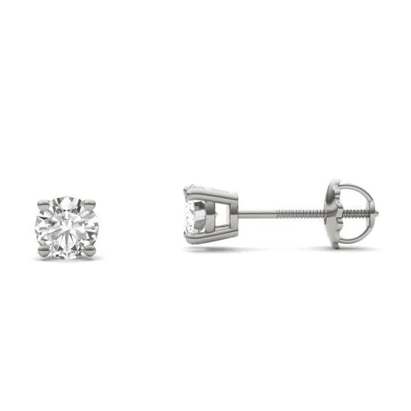 14K White Gold Lab Grown Round Screwback Diamond Studs Jo & Co. Jewelers Hardy, VA