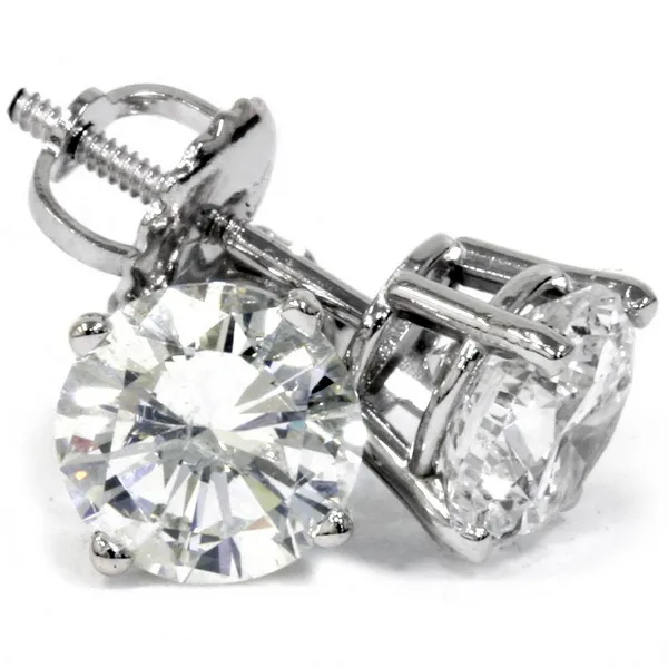 14K White Gold Lab-Grown Round Diamond Screwback Stud Earrings Jo & Co. Jewelers Hardy, VA