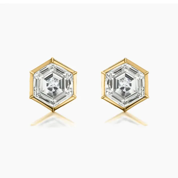 10K Yellow Gold Bezel-Set Lab-Grown Hexagon Diamond Stud Earrings Jo & Co. Jewelers Hardy, VA
