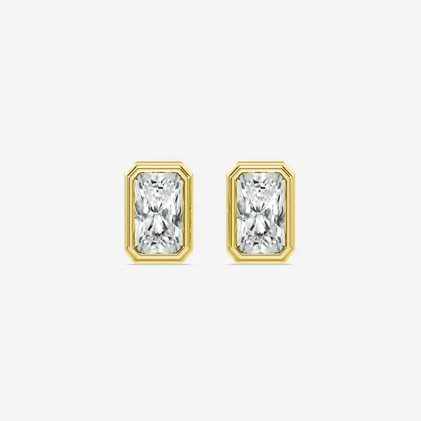 10K Yellow Gold .52tw Bezel-Set Lab-Grown Radiant Diamond Stud Earrings Jo & Co. Jewelers Hardy, VA