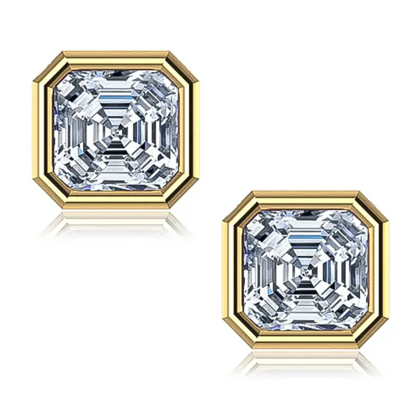 10K Yellow Gold Bezel-Set Lab-Grown Asscher-Cut Diamond Stud Earrings Jo & Co. Jewelers Hardy, VA