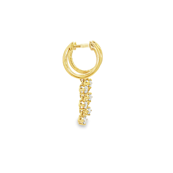 10K Yellow Gold .30ctw Lab-Grown Diamond 3-Stone Dangle Hoop Earrings Image 2 Jo & Co. Jewelers Hardy, VA