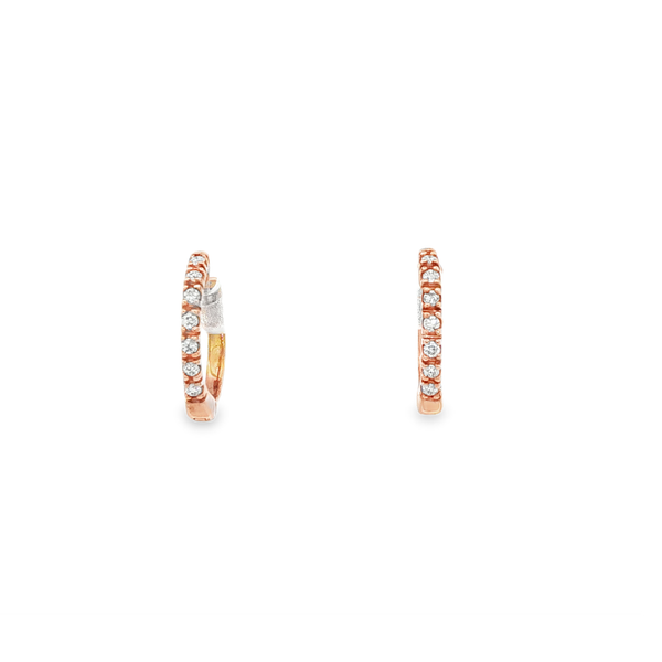 10K Rose Gold Lab-Grown Diamond Round Hinged Hoop Earrings Jo & Co. Jewelers Hardy, VA