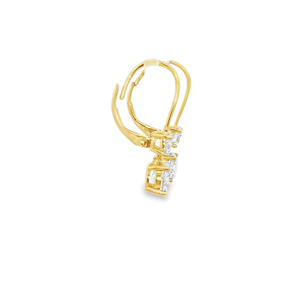 14K Yellow Gold 2.00 CTW Lab-Grown Round Diamond Leverback Hoop Drop Earrings Image 2 Jo & Co. Jewelers Hardy, VA