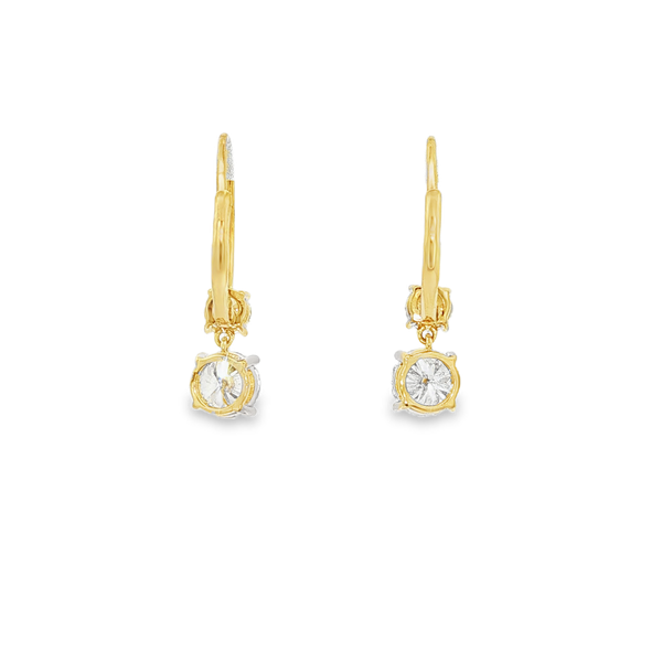 14K Yellow Gold 2.00 CTW Lab-Grown Round Diamond Leverback Hoop Drop Earrings Image 3 Jo & Co. Jewelers Hardy, VA