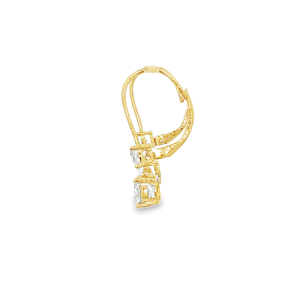 14K Yellow Gold 2.00 CTW Lab-Grown Round Diamond Leverback Hoop Drop Earrings Image 4 Jo & Co. Jewelers Hardy, VA