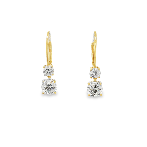 14K Yellow Gold 2.00 CTW Lab-Grown Round Diamond Leverback Hoop Drop Earrings Jo & Co. Jewelers Hardy, VA