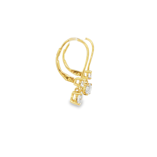 14K Yellow Gold 1.00 CTW Lab-Grown Round Diamond Leverback Drop Earrings Image 2 Jo & Co. Jewelers Hardy, VA