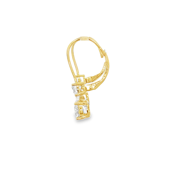 14K Yellow Gold 2.00 CTW Lab-Grown Round Diamond Leverback Drop Earrings Image 4 Jo & Co. Jewelers Hardy, VA