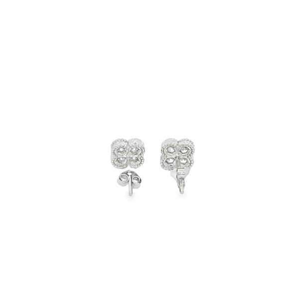 Sterling Silver .50 CTW Lab-Grown Diamond Quatrefoil Clover Stud Earrings Image 3 Jo & Co. Jewelers Hardy, VA