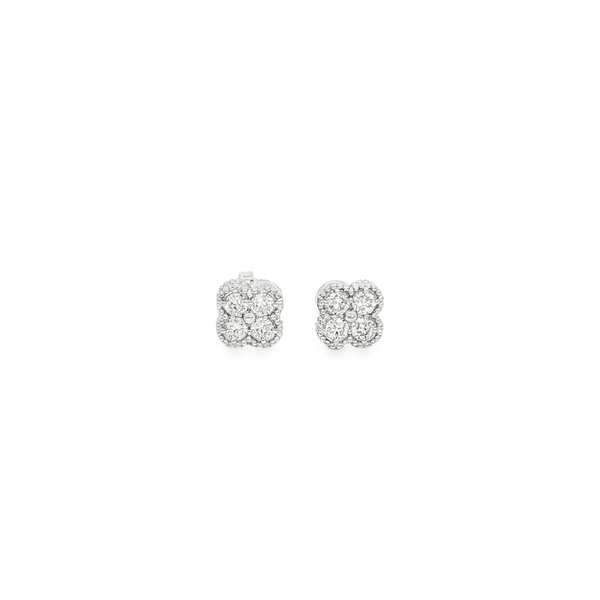 Sterling Silver .50 CTW Lab-Grown Diamond Quatrefoil Clover Stud Earrings Jo & Co. Jewelers Hardy, VA