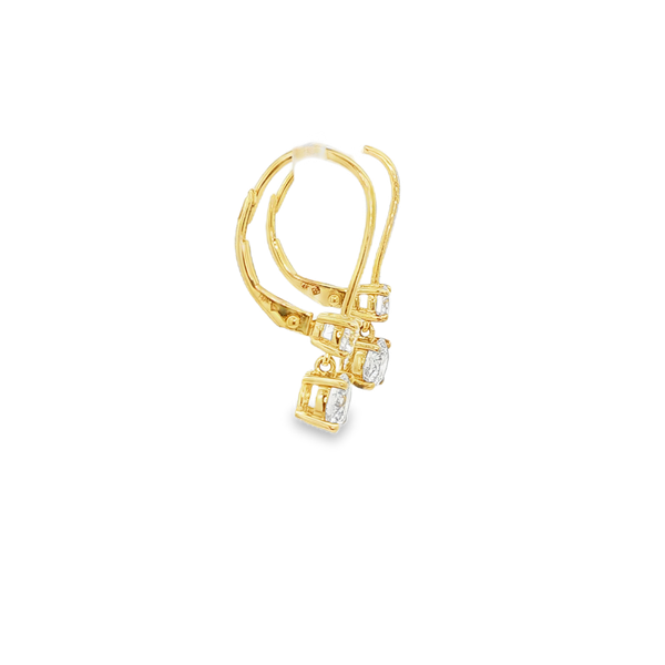 14K Yellow Gold 1.00 CTW Lab-Grown Round Diamond Leverback Drop Earrings Image 2 Jo & Co. Jewelers Hardy, VA