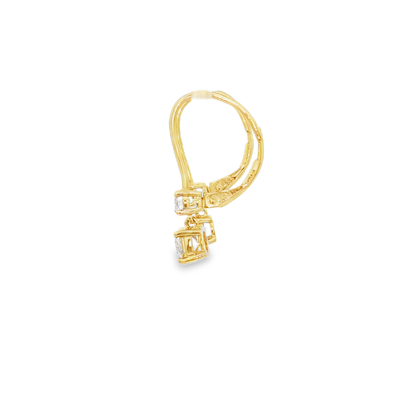 14K Yellow Gold 1.00 CTW Lab-Grown Round Diamond Leverback Drop Earrings Image 4 Jo & Co. Jewelers Hardy, VA