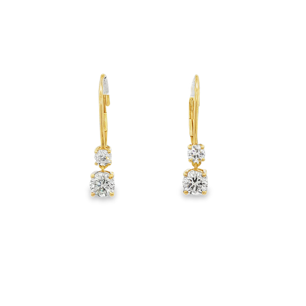 14K Yellow Gold 1.00 CTW Lab-Grown Round Diamond Leverback Drop Earrings Jo & Co. Jewelers Hardy, VA