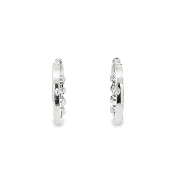 14K White Gold 1.08ctw Lab-Grown Diamond Shared-Prong Hoop Earrings Image 3 Jo & Co. Jewelers Hardy, VA