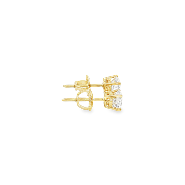 14K Yellow Gold 1.18ctw Lab-Grown Round Diamond Screwback Stud Earrings Image 2 Jo & Co. Jewelers Hardy, VA