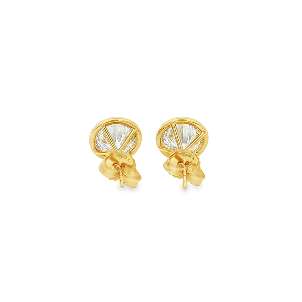 14K Yellow Gold 4.10ctw Lab-Grown Bezel-Set Round Diamond Stud Earrings Image 3 Jo & Co. Jewelers Hardy, VA